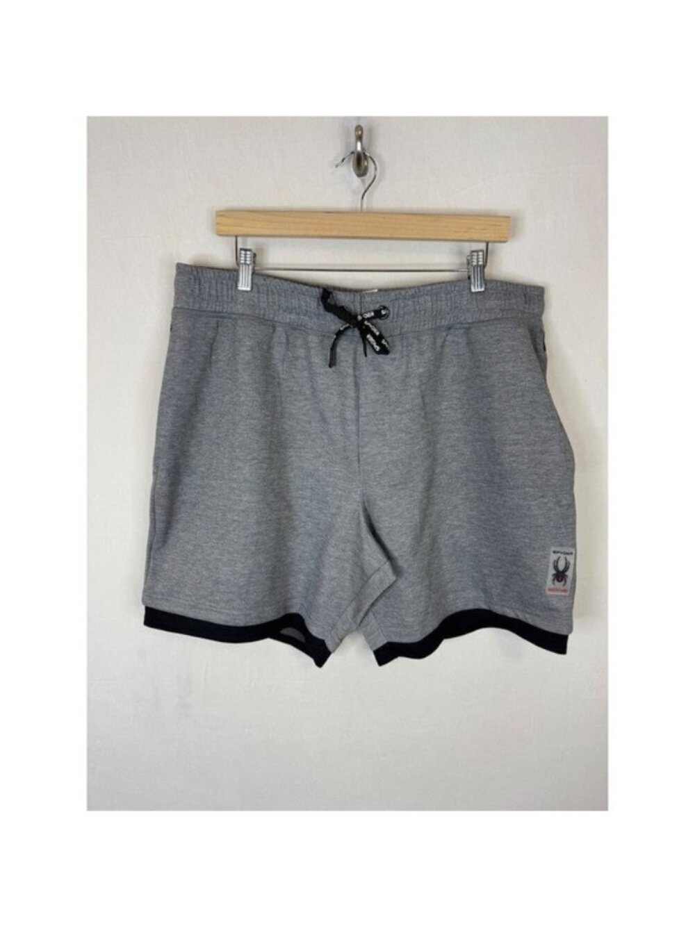Spyder Active Mens ProWeb Athletic Gym Shorts Gray Black XL SPM520 8"